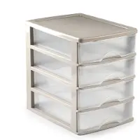 Forte Plastics Plasticforte Ladeblok/bureau organizer met 4x lades - beige/transparant - L35,5 x B27 x H35 cm - Ladeblok