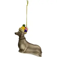 Clayre & Eef Grijze Kerstbal hond 11*4*10 cm 6GL3314