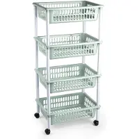 Forte Plastics Plasticforte Keukentrolley op wieltjes - 4-laags - mintgroen - 85 cm - Opberg trolley