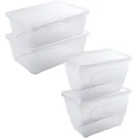 Hega hogar 4x Voedsel plastic bewaarbakjes hoog/diep 1,5 en 2 liter transparant - Vershoudbakjes