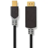 Nedis Mini Displayport-kabel | DisplayPort 1.2 | Mini DisplayPort-stekker | HDMI-stekker | 21,6 Gbps | Verguld | 2,00 m | Rond | PVC | Antraciet |