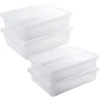 Hega hogar 4x Voedsel plastic bewaarbakjes laag 2 en 2,5 liter transparant - Vershoudbakjes