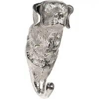 Clayre & Eef Wandhaak Hond 10*8*19 Cm Zilverkleurig Aluminium Kapstok