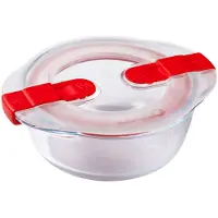 Pyrex - Cook & Heat Voedselcontainer Rond met Deksel 14 x 12cm - Glas - Transparant