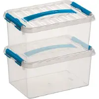 Sunware 2x Kunststof stapelbare opbergbak 6 liter 30 x 20 x 14 cm - Opbergbox