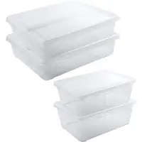Hega hogar 4x Voedsel plastic bewaarbakjes hoog/diep 2 en laag 2 liter transparant - Vershoudbakjes