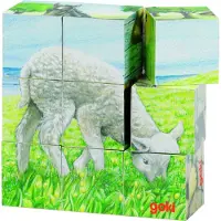 Goki Blokkenpuzzel - Boerderijdieren - 9 Blokken - Hout