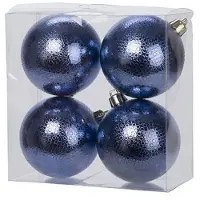Cosy & Trendy 4x Kunststof kerstballen cirkel motief donkerblauw 8 cm kerstboom versiering/decoratie - Kerstbal