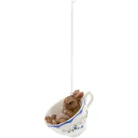 Clayre & Eef Multi Decoratie hanger konijn in kopje 9*7*5 cm 6PR0692