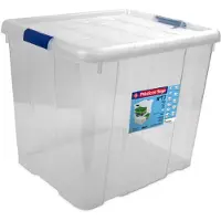 Hega hogar Opbergbox - met deksel - 42 x 35 x 35 cm - 35 Liter - Opbergbakken - Transparant - Opbergbox
