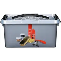 Sunware Q-line schoenpoetsdoos met inzet 6L - 30x30x14.7 cm - Metaal/Zwart