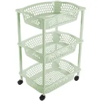 Hega hogar Keuken Opberg Trolleys/roltafels Met 3 Manden 62 Cm Mintgroen - Opberg Trolley