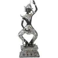 Gerimport Beeld Boeddha 34 X 12 X 8 Cm Polyresin Zilver
