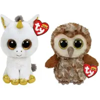 TY - Knuffel - Beanie Boo's - Pegasus Unicorn & Percy Owl