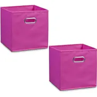 Zeller 2x Roze opbergmandjes kinderkamer 28 x 28 cm - Opbergmanden