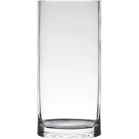 Hakbijl Glass Transparante home-basics cylinder vorm vaas/vazen van glas 20 x 12 cm - Vazen