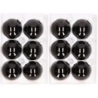 Cosy & Trendy 12x stuks Zwarte kerstballen van glas 7 cm - Kerstbal