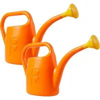 Prosperplast Set van 2x stuks oranje kunststof bloemen/planten gieters met broeskop/sproeikop 1.8 liter - Gieters