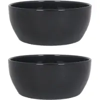Floran 2x stuks bloempot schaal glanzend zwart keramiek voor kamerplant H9.5 x D22.5 cm - Plantenpotten