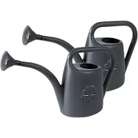 Prosperplast Set van 2x stuks kunststof bloemen/planten gieter met broeskop/sproeikop antraciet 1.8 liter - Gieters