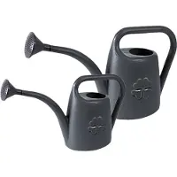 Prosperplast Combi-set kunststof bloemen/planten gieters met broeskop/sproeikop antraciet 1.8 en 4,5 liter - Gieters