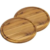 Kesper 2x stuks houten broodplanken/serveerplanken rond met sapgroef 25 cm - Serveerplanken