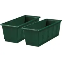 Geli Set van 2x stuks plantenbakken donker groen rechthoekig 60 x 17,5 x 14,5 cm - Plantenbakken