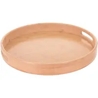 Excellent houseware Rond serveer dienblad van bamboe hout 40 x 5 cm - Dienbladen