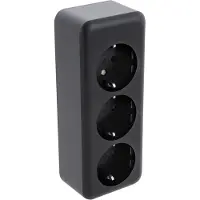 Q-Link - Wandcontactdoos - Opbouw - 3-voudig Stopcontact - Randaarde - Kinderbeveiliging - Mat Zwart