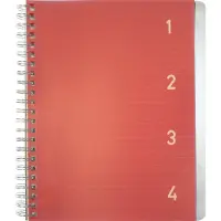 Kangaro 4-in-1 blok – A5 - lijn - 200 pagina's - 60 grams – rood - 4 stuks - K-58382-4