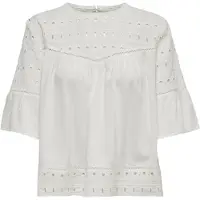 ONLY ONLIRINA EMB ANGLAISE DNM TOP - Loose fit - Ronde hals - Wit