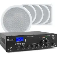 Power Dynamics 2-zone geluidsinstallatie met Bluetooth, 10 plafondluidsprekers en 100 meter luidsprekerkabel