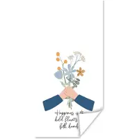 PosterMonkey Poster Spreuken - Quotes - Happiness is to hold flowers in both hands - 80x160 cm