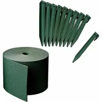 Nature Kunststof grasrand / borderrand groen inclusief 20x grondpennen 20 meter x 15 cm hoogte - Tuin kantopsluitingen