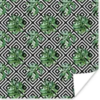PosterMonkey Poster Monstera - Patroon - Tropisch - 100x100 cm XXL