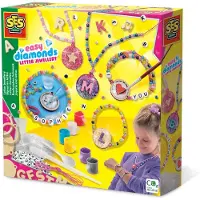 SES Creative - Hobby Pink - Easy Diamonds Letter Sieraden - Knutselen Meisjes - Sieraden maken - Incl. 6 Kleuren Verf - Vanaf 6 jaar