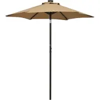 vidaXL Parasol met LED-verlichting 200x211 cm aluminium taupe
