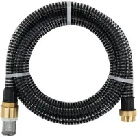 vidaXL - Zuigslang - met - messing - koppelingen - 1,1'' - 7 - m - PVC - zwart