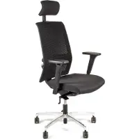 Linea bureaustoel Omnia 01/PT - ergonomisch EN1335 - met hoofdsteun - multi verstelbaar - max. draagvermogen 110kg - zwart - LF-3134005