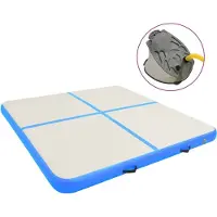 vidaXL Opblaasbare gymnastiekmat met pomp, 200x200x15 cm, PVC, blauw