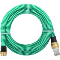 vidaXL - Zuigslang - met - messing - koppelingen - 1,1'' - 5 - m - PVC - groen