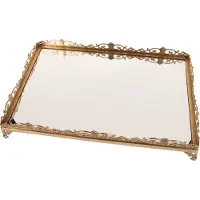 Baroque - Decoratief dienblad - Dienblad spiegel koper 63 cm - 10x42x64 - Brass+glass