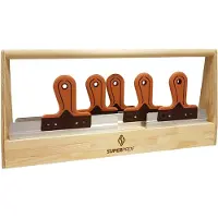 Super Prof houten gereedschapsbak met 5 spackmessen soft handgreep 6-delig