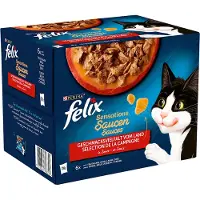 Felix 24x85g Smaakvariaties van het land Sensations in Saus Kattenvoer