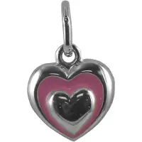 New Bling 9NB-0859 Zilveren Hangertje - Hartje - Emaille - Roze - 8 mm - Rhodium - Zilver