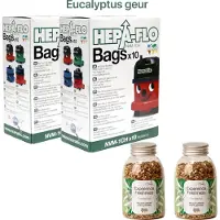Numatic - 2x Stofzuigerzakken + 2x Geurkorrels (eucalyptus geur) - Hepa flo bags - Voor Henry/Hetty - NVM 1CH X10 - COMBIDEAL