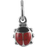 New Bling 9NB-0860 Zilveren Hangertje - Lieveheersbeestje - Emaille - Rood - 6 x 5,7 mm - Rhodium - Zilver