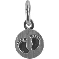 New Bling 9NB-0869 Zilveren Hangertje - Rondje - Voetjes - 6,3 mm Doorsnee - Rhodium - Zilver