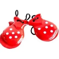 La Señorita Spaanse castagnetten rood met witte stippen klein bij verkleed jurk