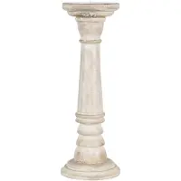 Clayre & Eef Kandelaar Ø 10x30 Cm Beige Hout Kaarsenstandaard Kaarsenhouder Beige Kaarsenstandaard Kaarsenhouder